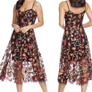Dress The Population Uma Floral Embroidered Lace Midi Dress